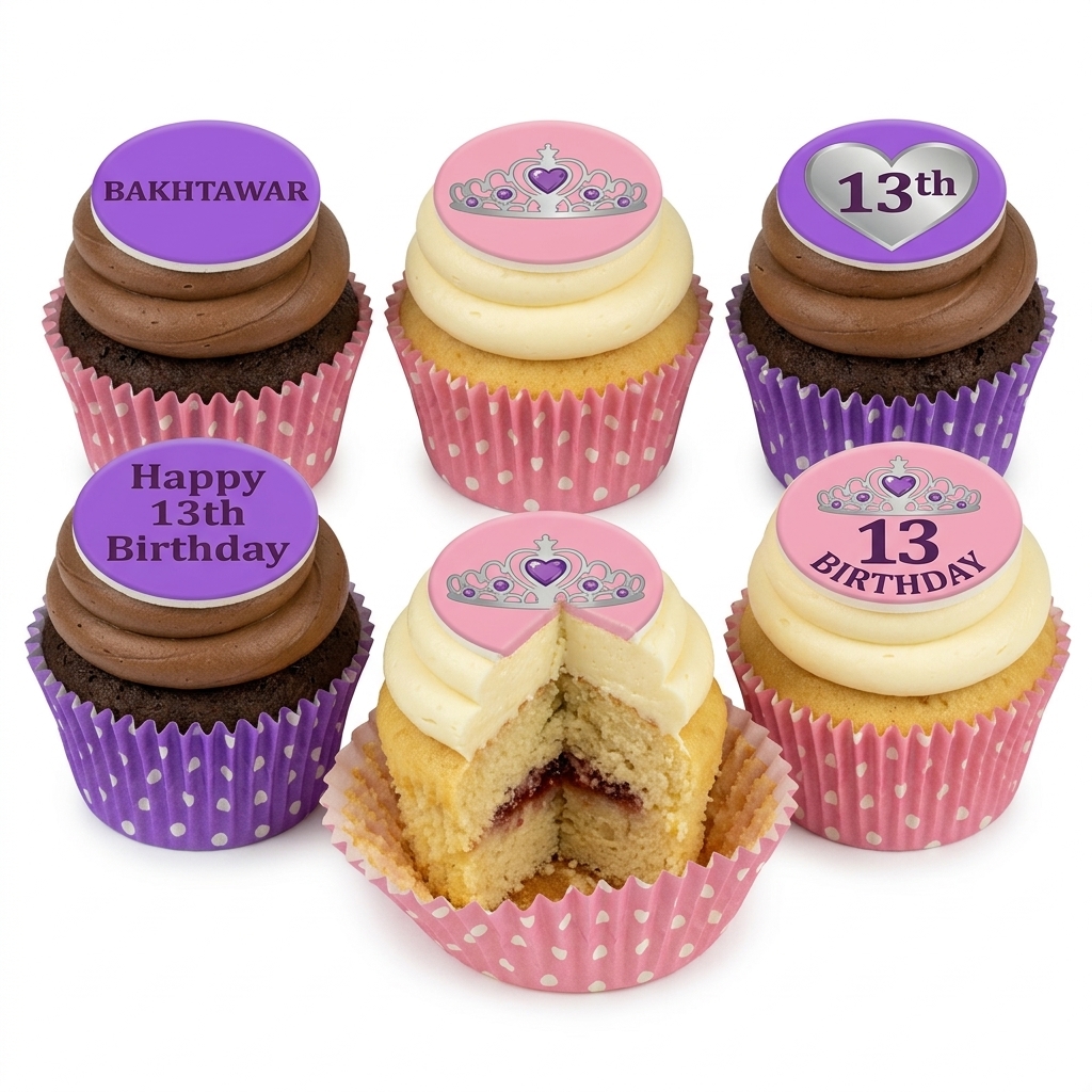 Princess Birthday Cupcakes with Custom Age Toppers