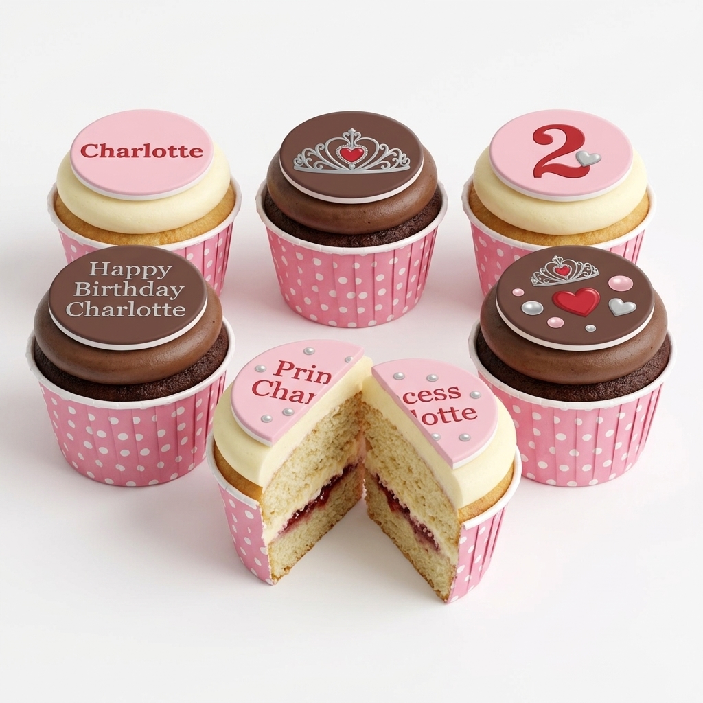 Personalised Princess Birthday Cupcakes with Custom Age Topper