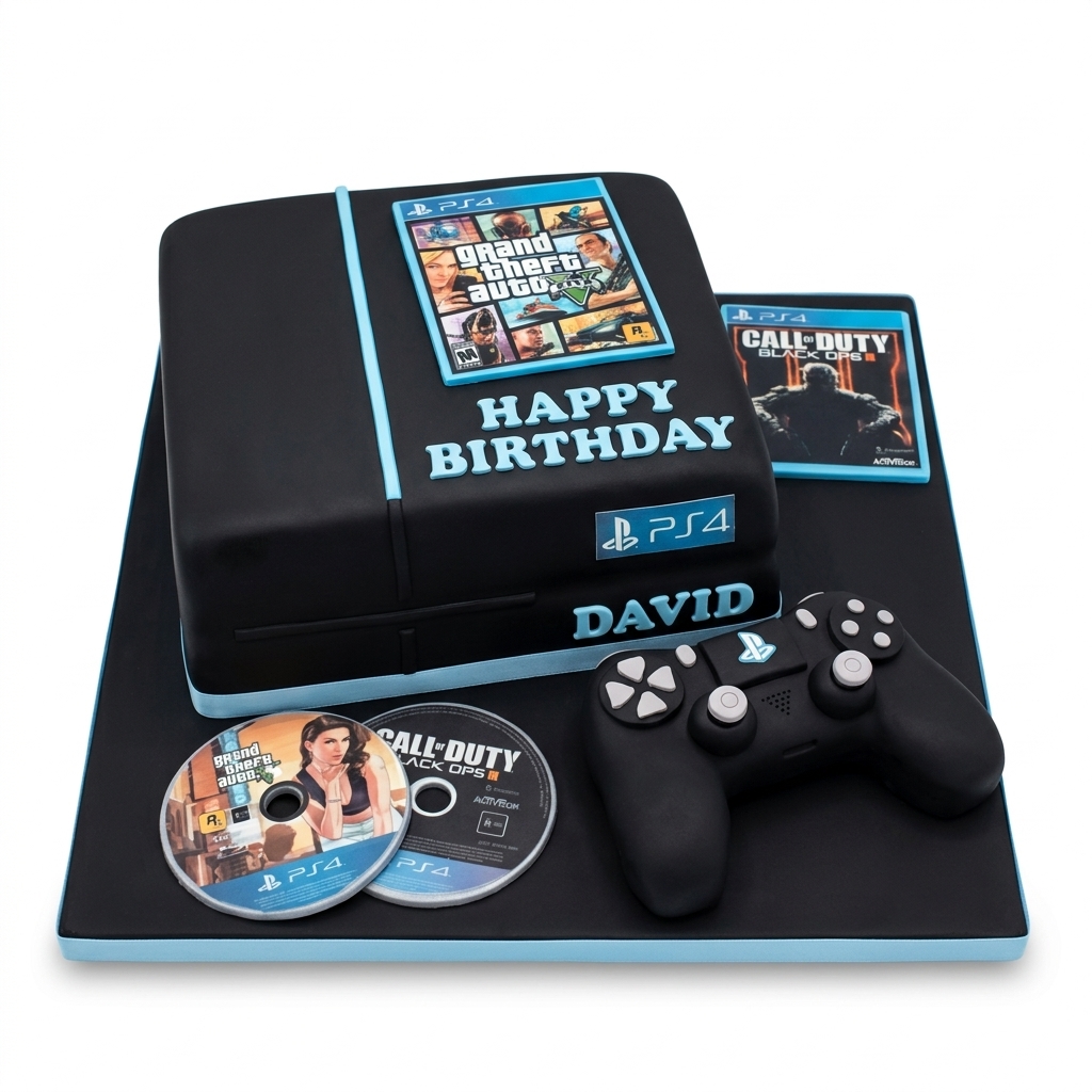 PlayStation Birthday Cake with Controller & Games
