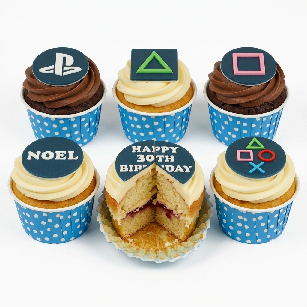 PlayStation Gaming Birthday Cupcakes