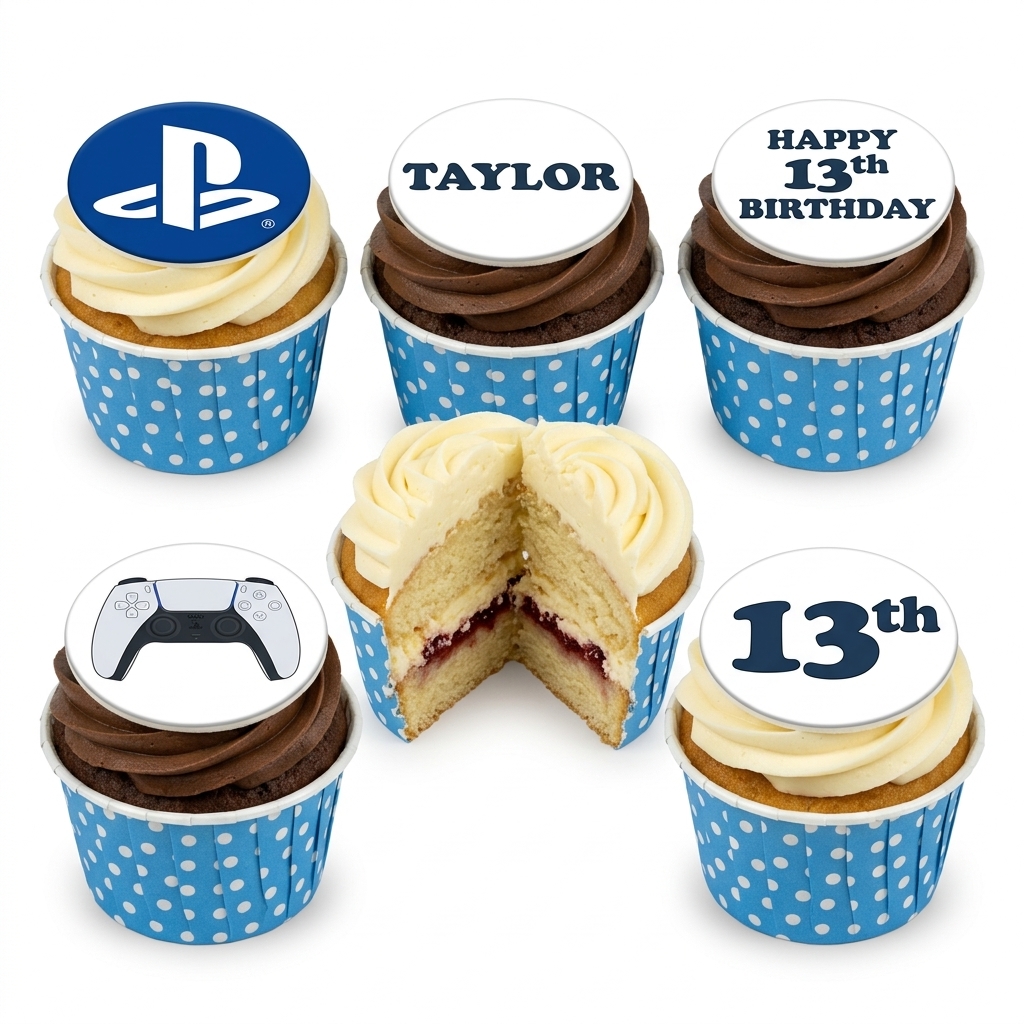 PlayStation Gaming Birthday Cupcakes