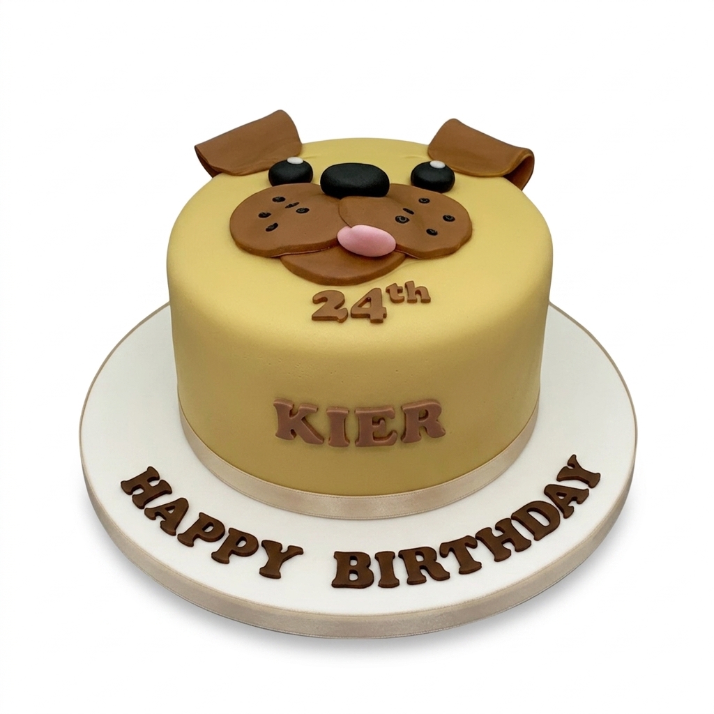 Dog Theme Birthday Cake with Custom Age & Name