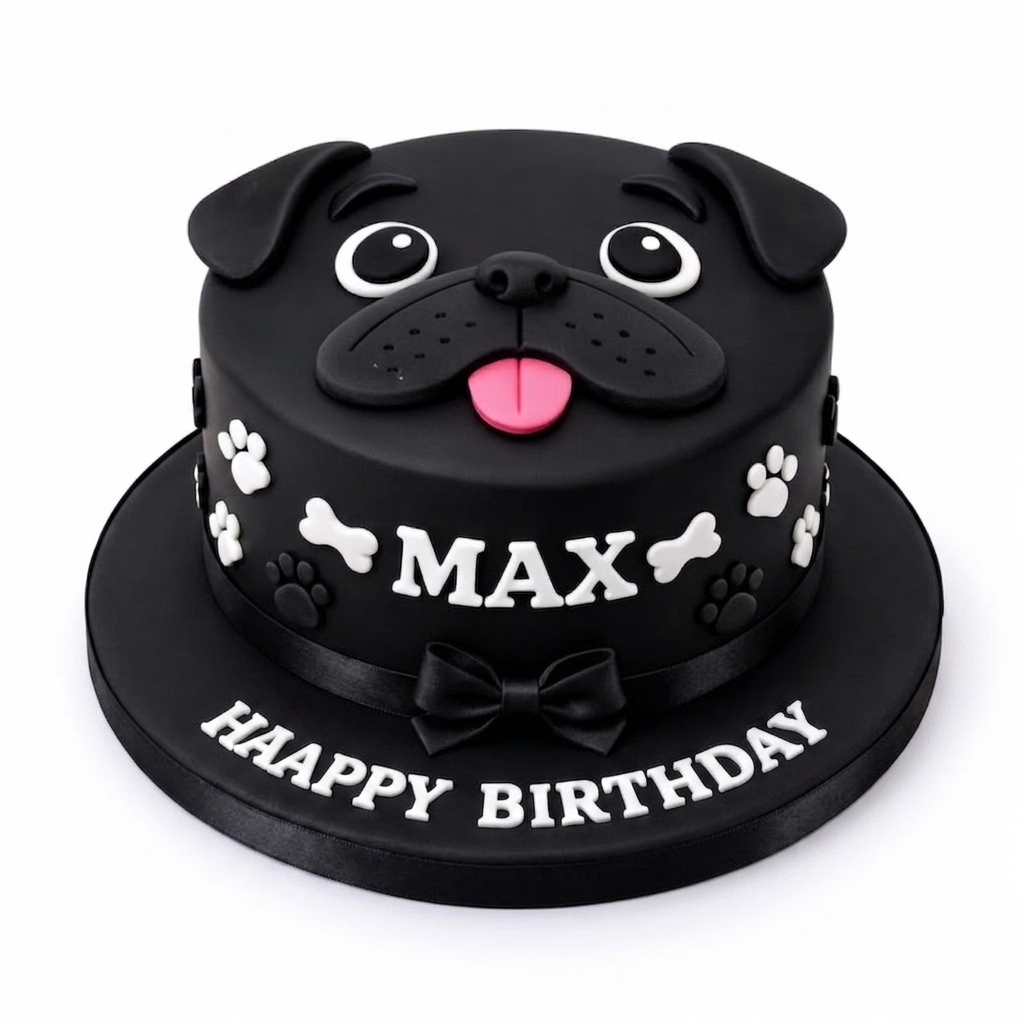 Pug Dog Birthday Cake