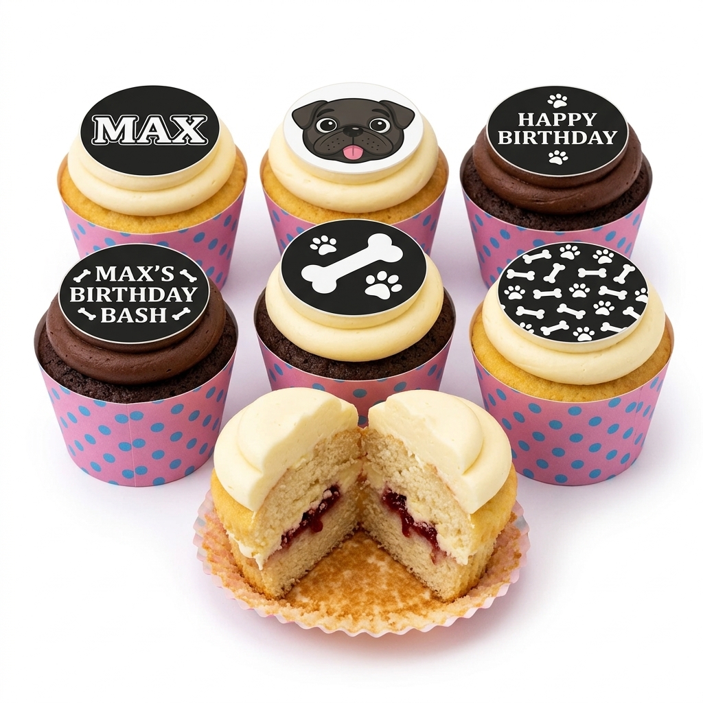 Dog Theme Birthday Cupcakes