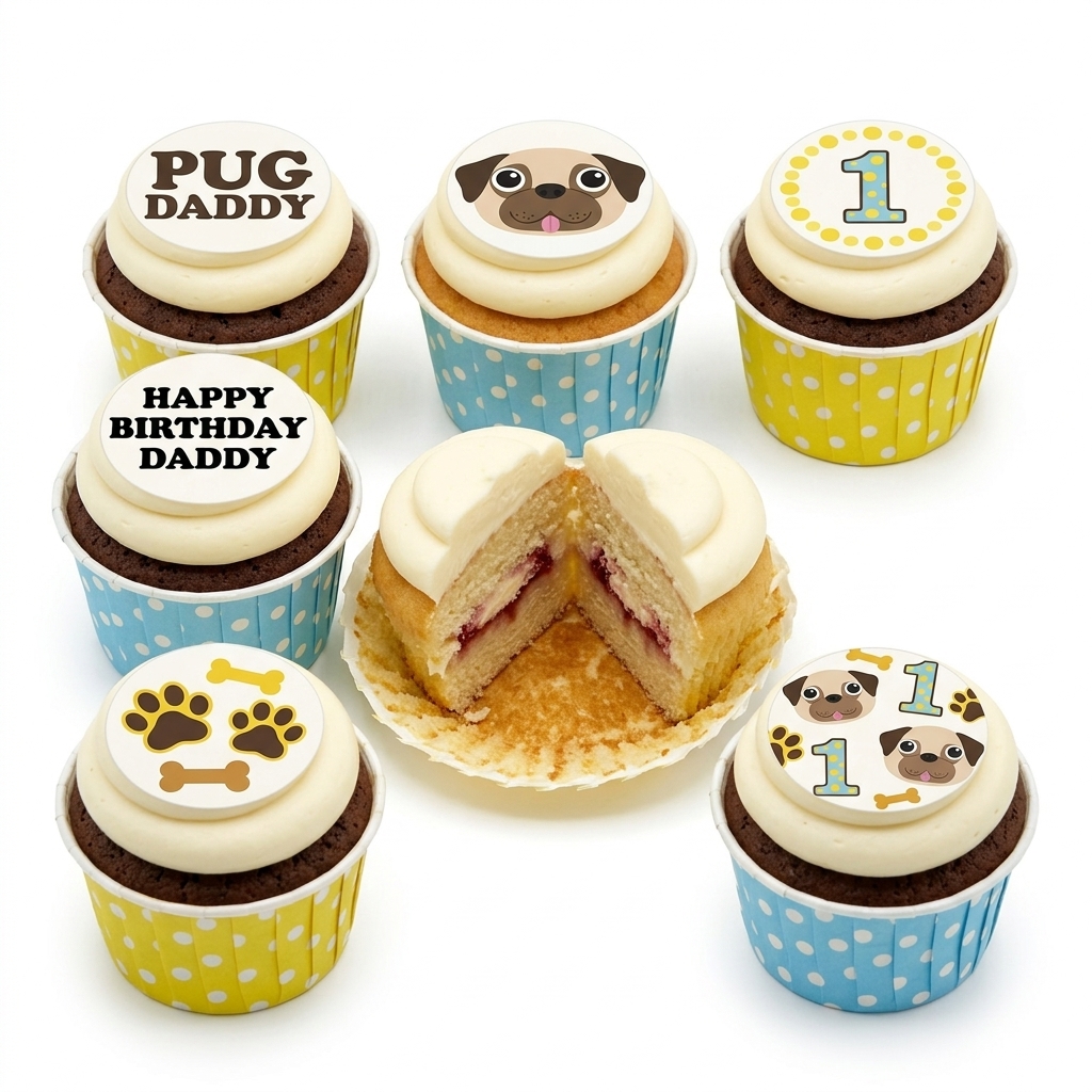 Pug Dog Birthday Cupcakes