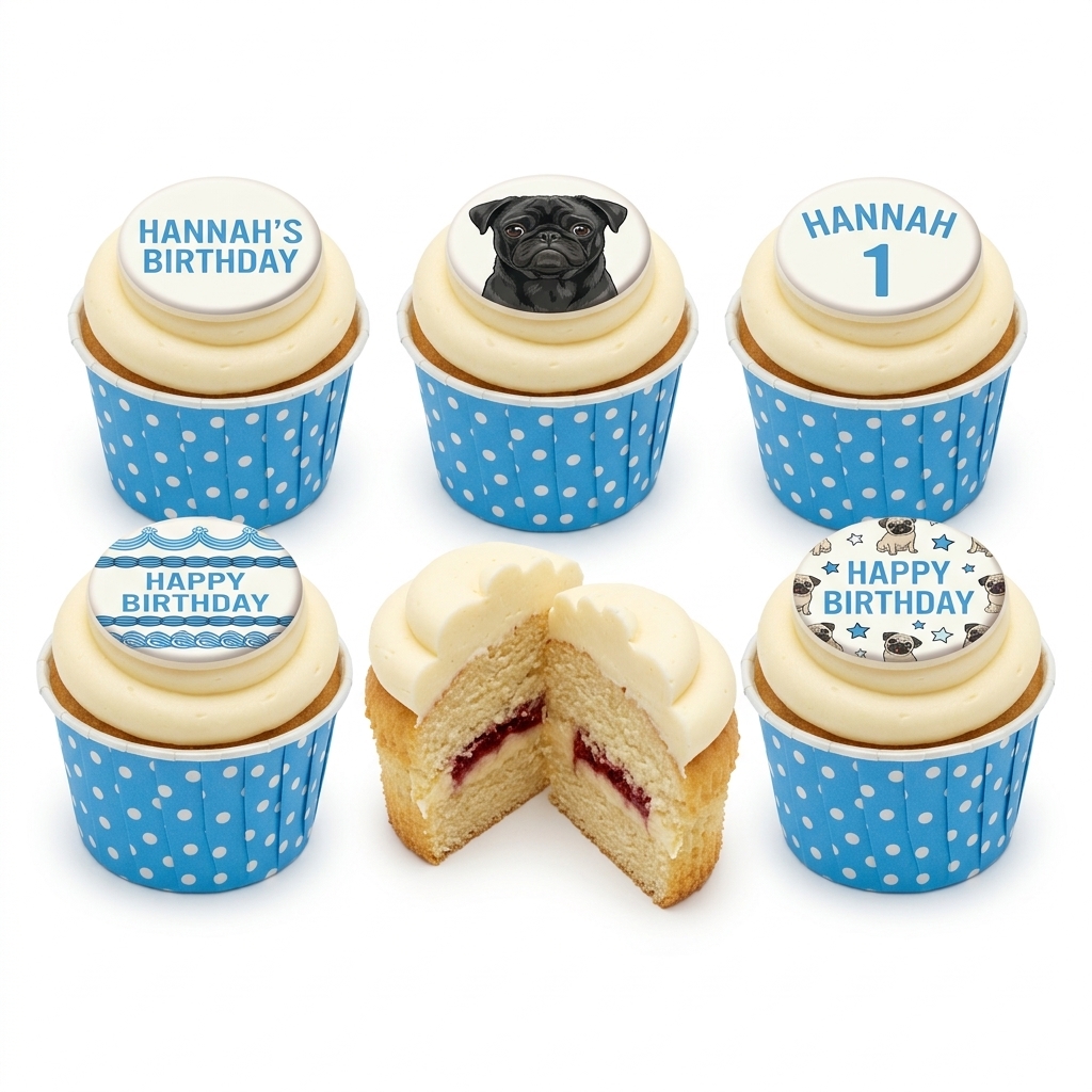 Pug Dog Birthday Cupcakes