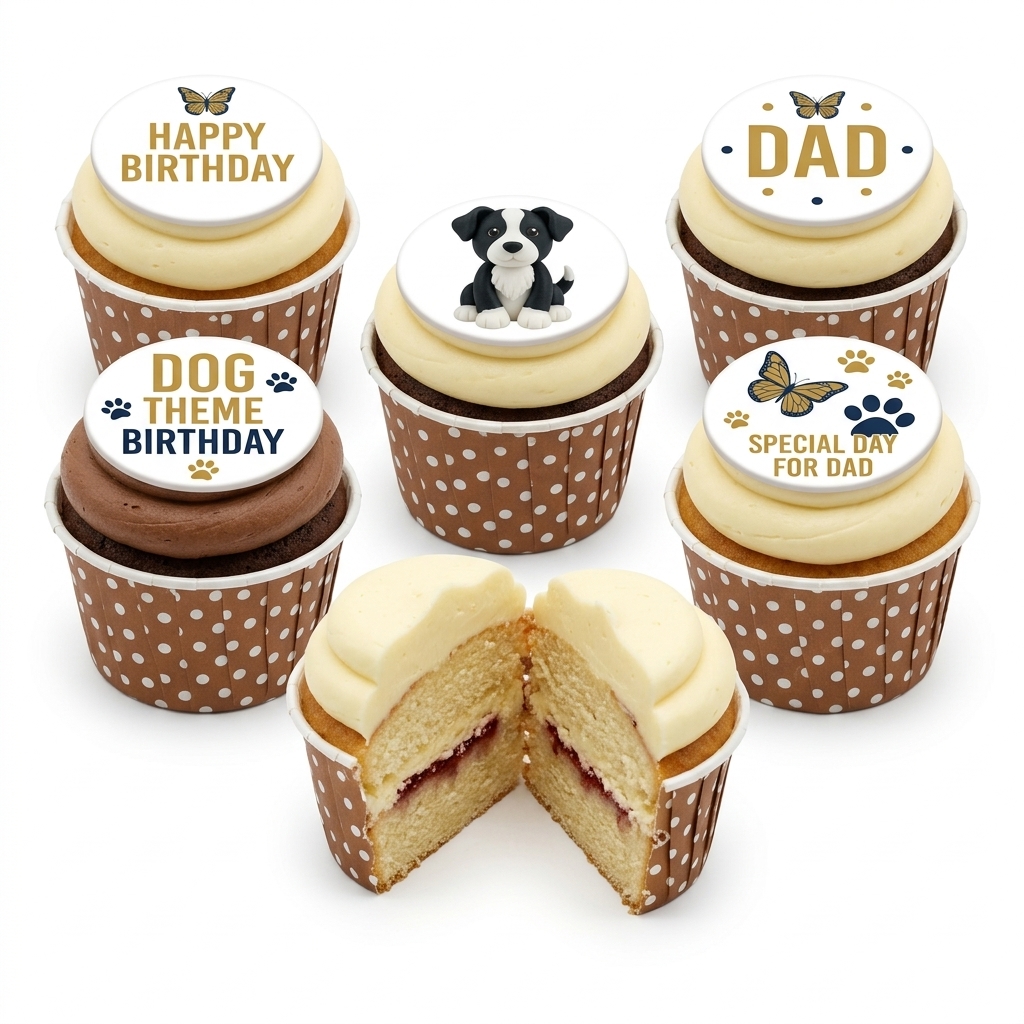 Dog Theme Birthday Cupcakes for Him
