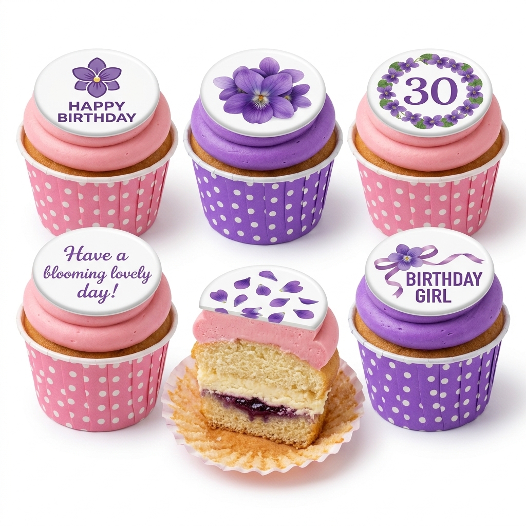 Floral Birthday Cupcakes for Her with Custom Age Topper
