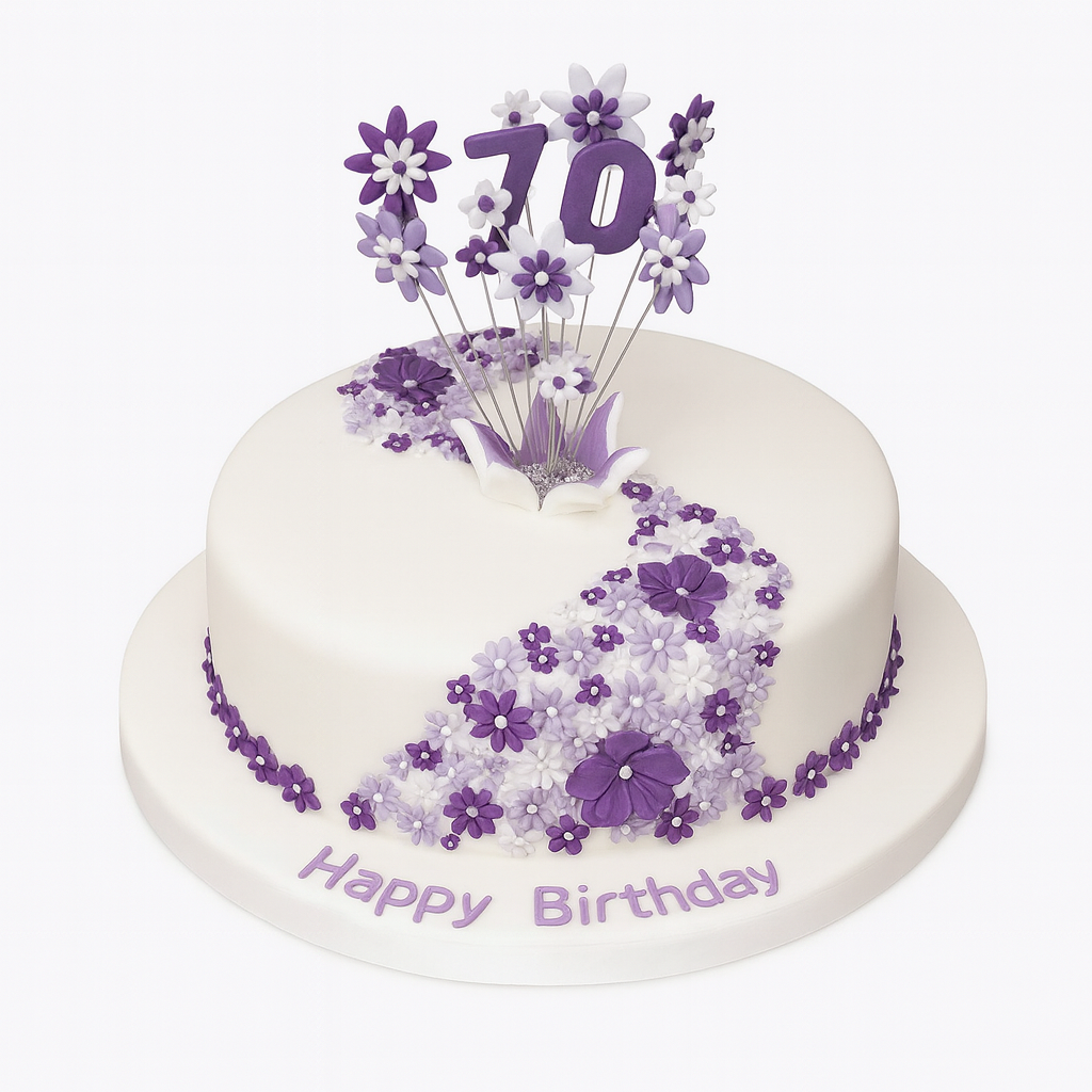 Purple Floral Mothers Birthday Cake