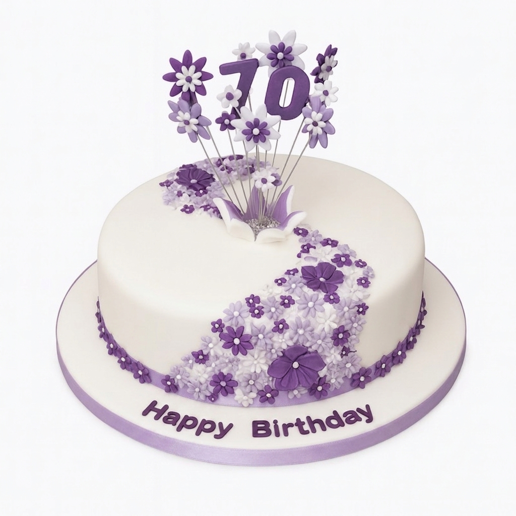 Elegant Floral Birthday Cake for Her