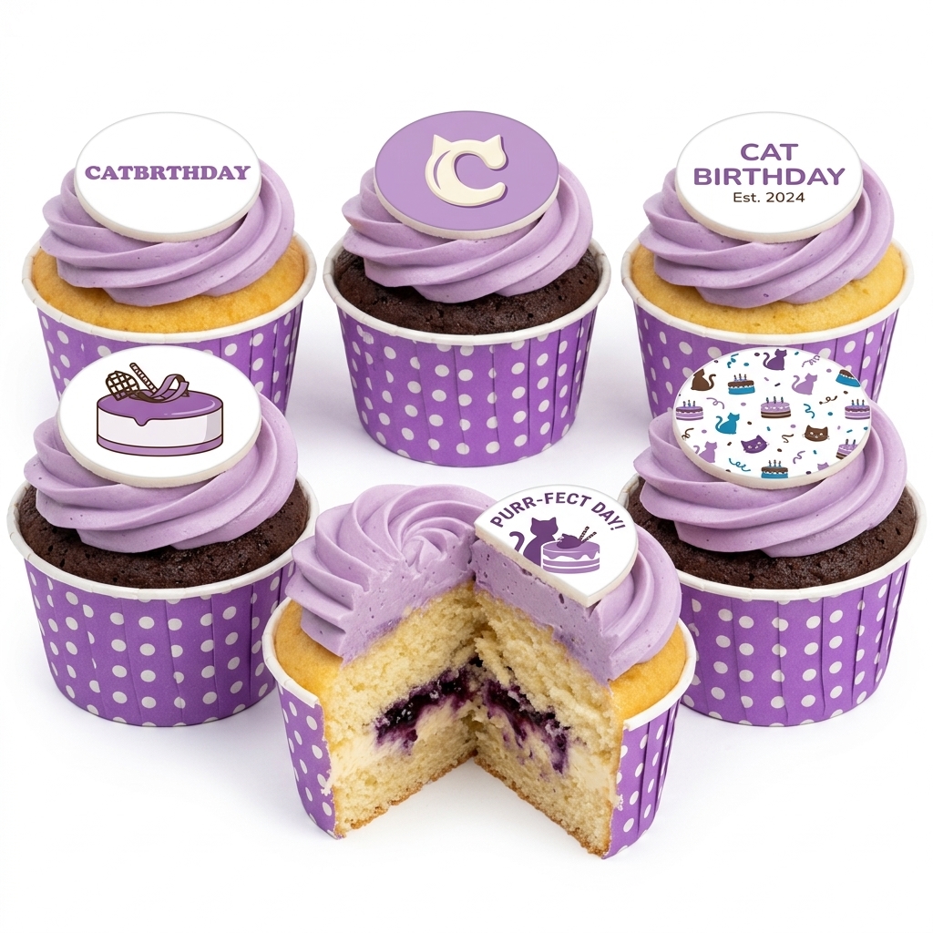Cat Theme Birthday Cupcakes