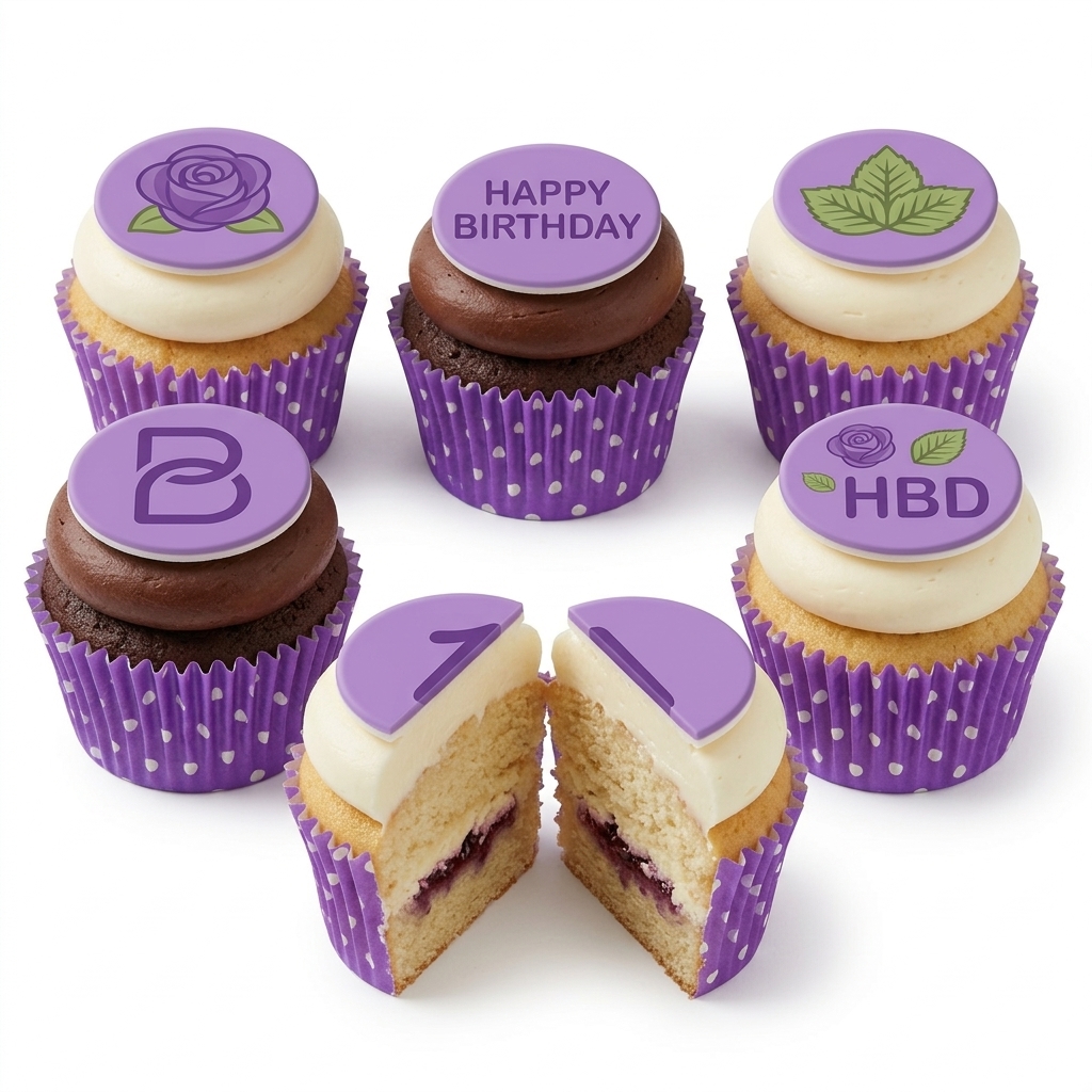 Elegant Purple Floral Birthday Cupcakes for Her