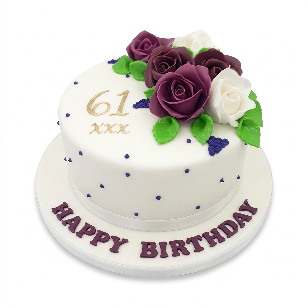 Elegant Floral Birthday Cake for Her with Custom Age
