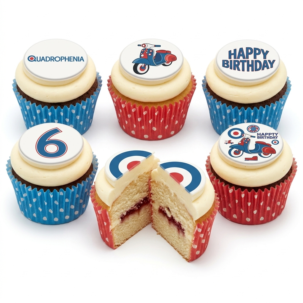 Mod Theme Scooter Birthday Cupcakes