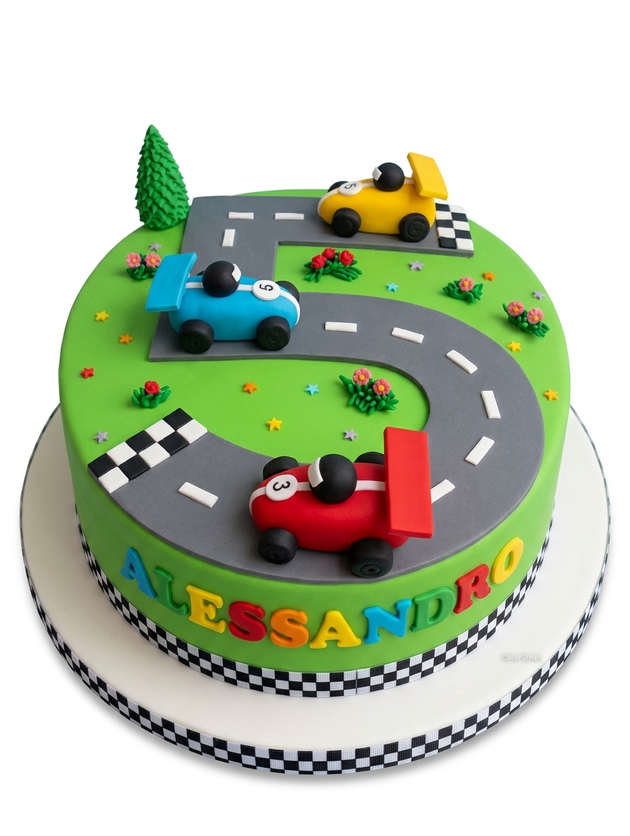 Racing Car Race Track Birthday Cake