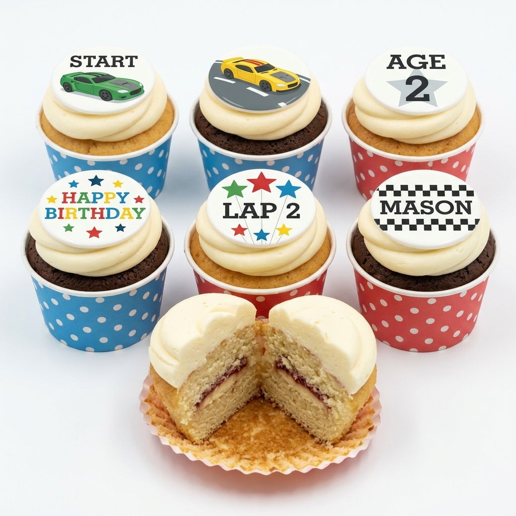Kids Racing Car Birthday Cupcakes