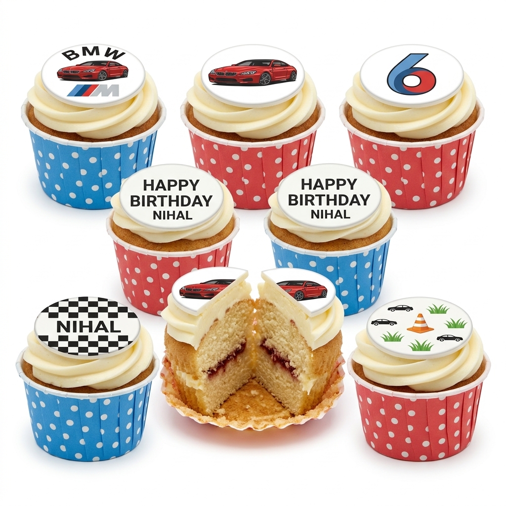 BMW Car Birthday Cupcakes with Custom Age