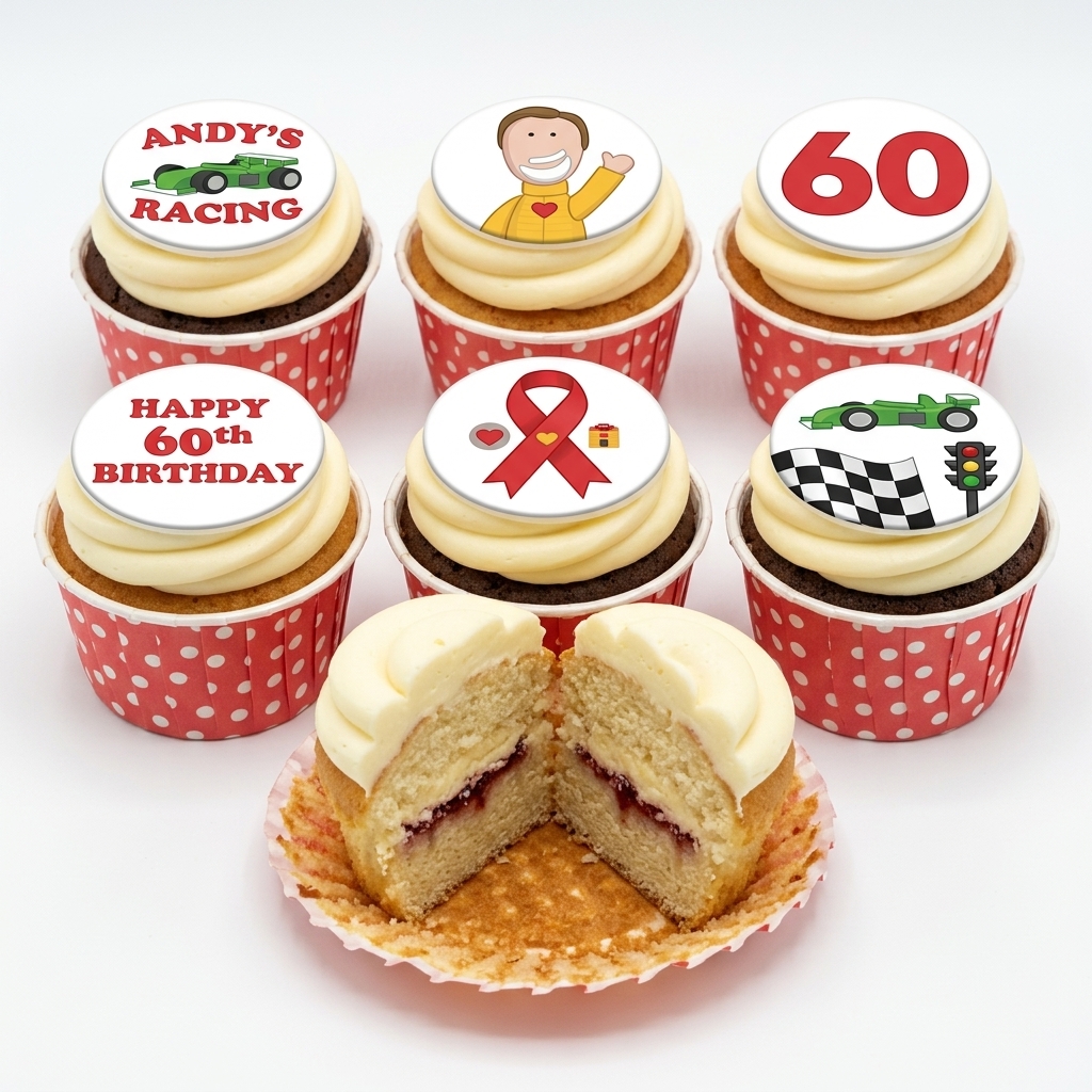 Racing Theme Birthday Cupcakes with Custom Age Topper