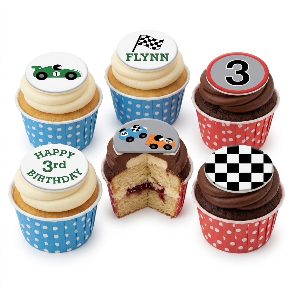 Kids Racing Car Birthday Cupcakes