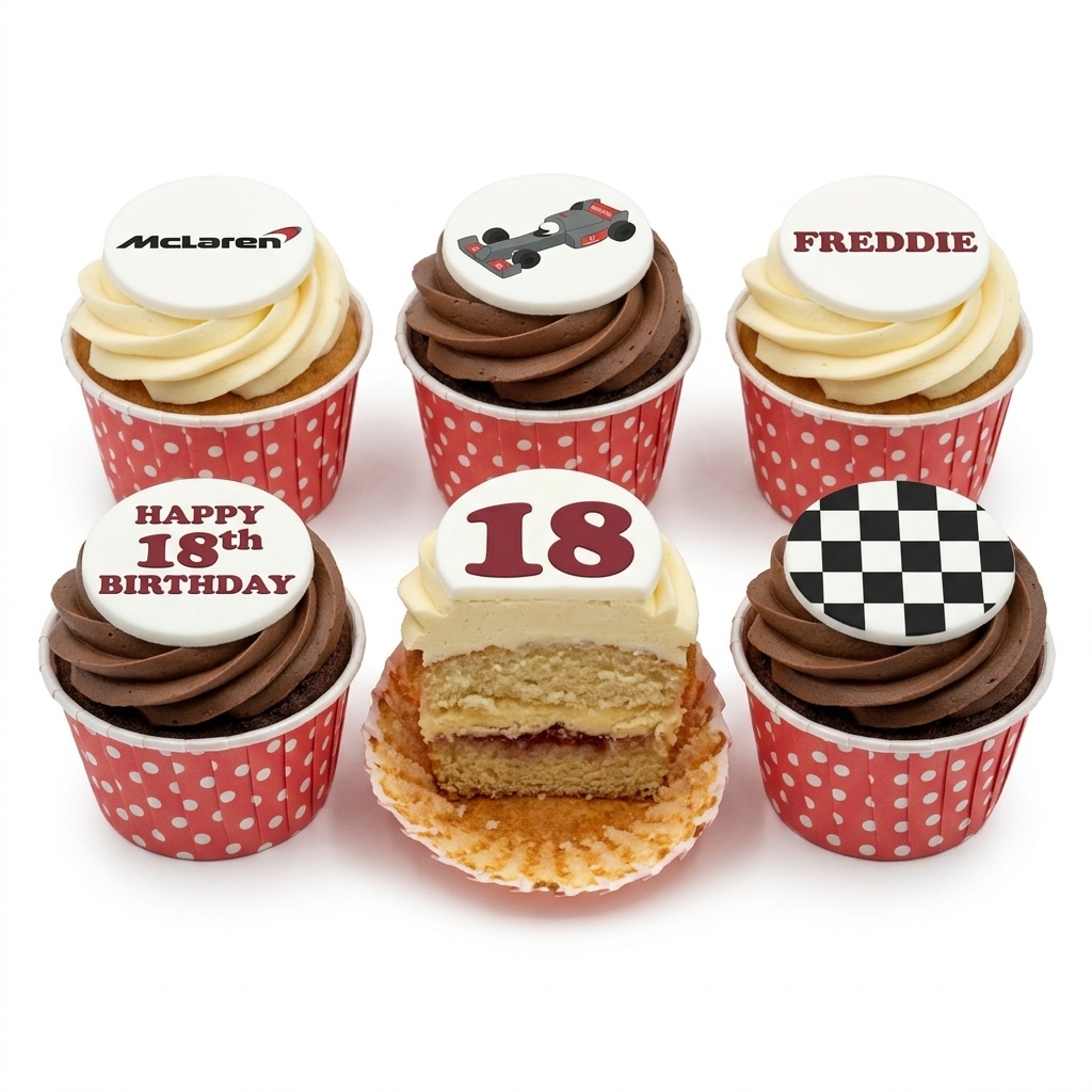 Formula 1 Racing Birthday Cupcakes with Custom Age