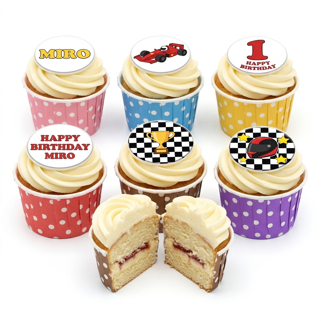 Racing Car Theme Birthday Cupcakes