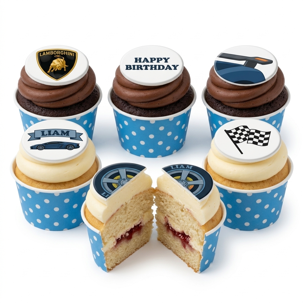 Sports Car & Lamborghini Birthday Cupcakes