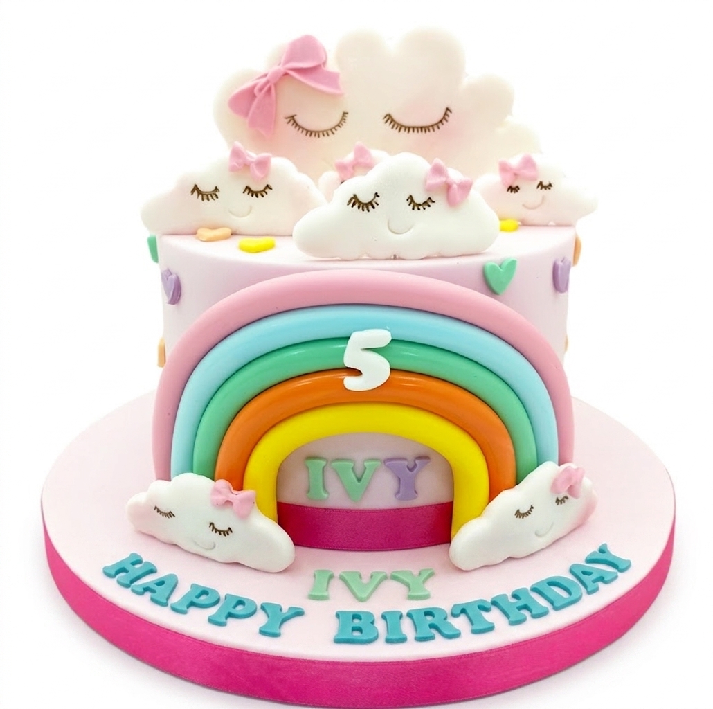Dreamy Rainbow Cloud Birthday Cake for Girls