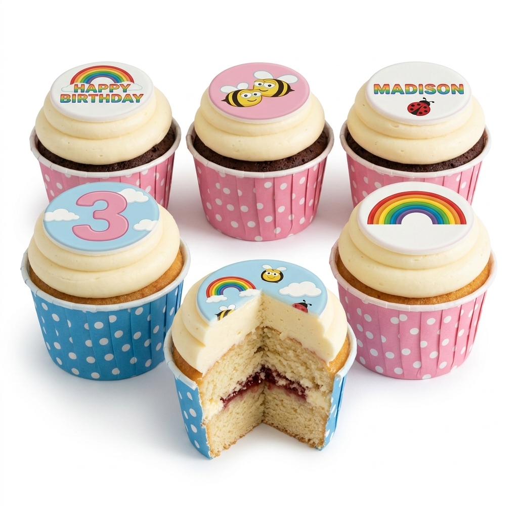 Rainbow & Friends Kids Birthday Cupcakes