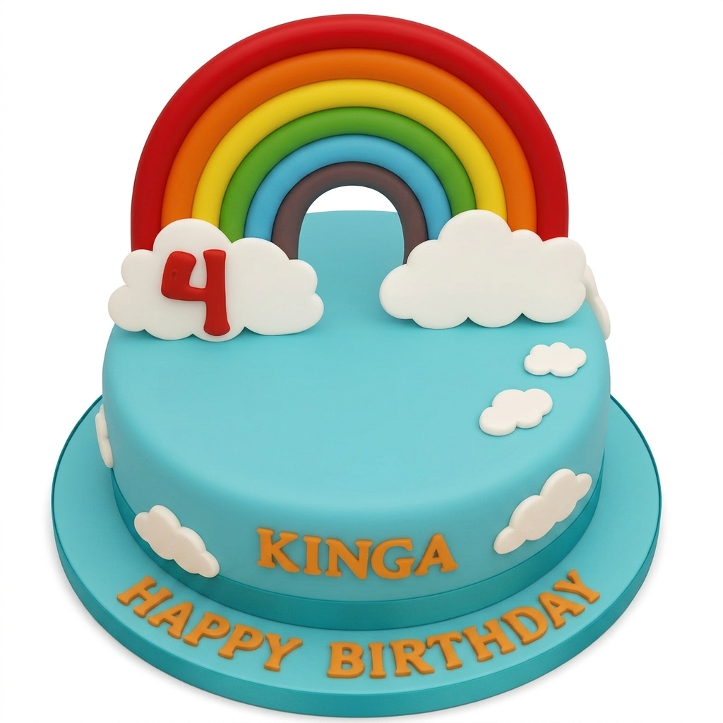 Rainbow Cloud Birthday Cake for Kids