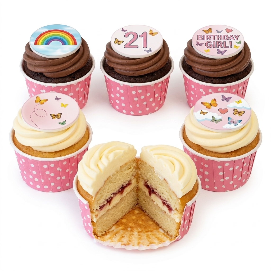 Butterfly Birthday Cupcakes with Custom Age Topper