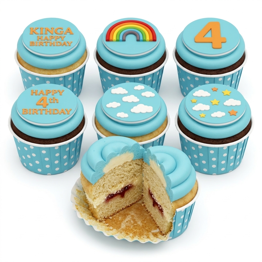 Kids Rainbow Birthday Cupcakes