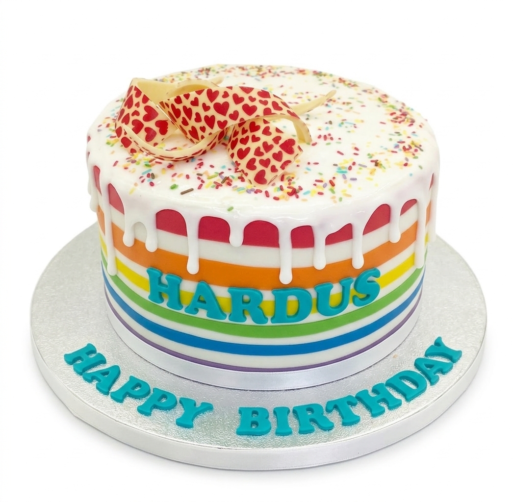 Rainbow Drip Birthday Cake with Sprinkles