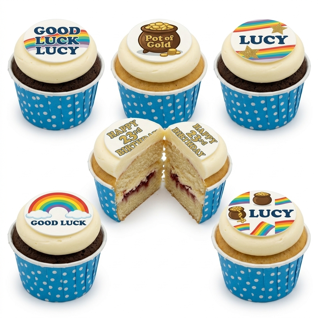 Rainbow & Good Luck Birthday Cupcakes