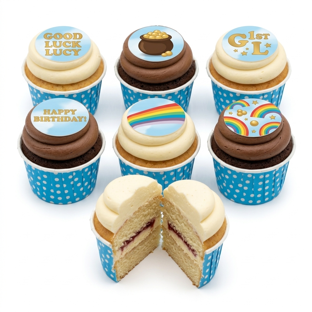 Rainbow & Pot of Gold Birthday Cupcakes
