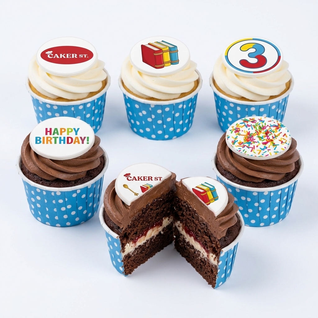 Fun Kids Birthday Cupcakes with Custom Age Topper