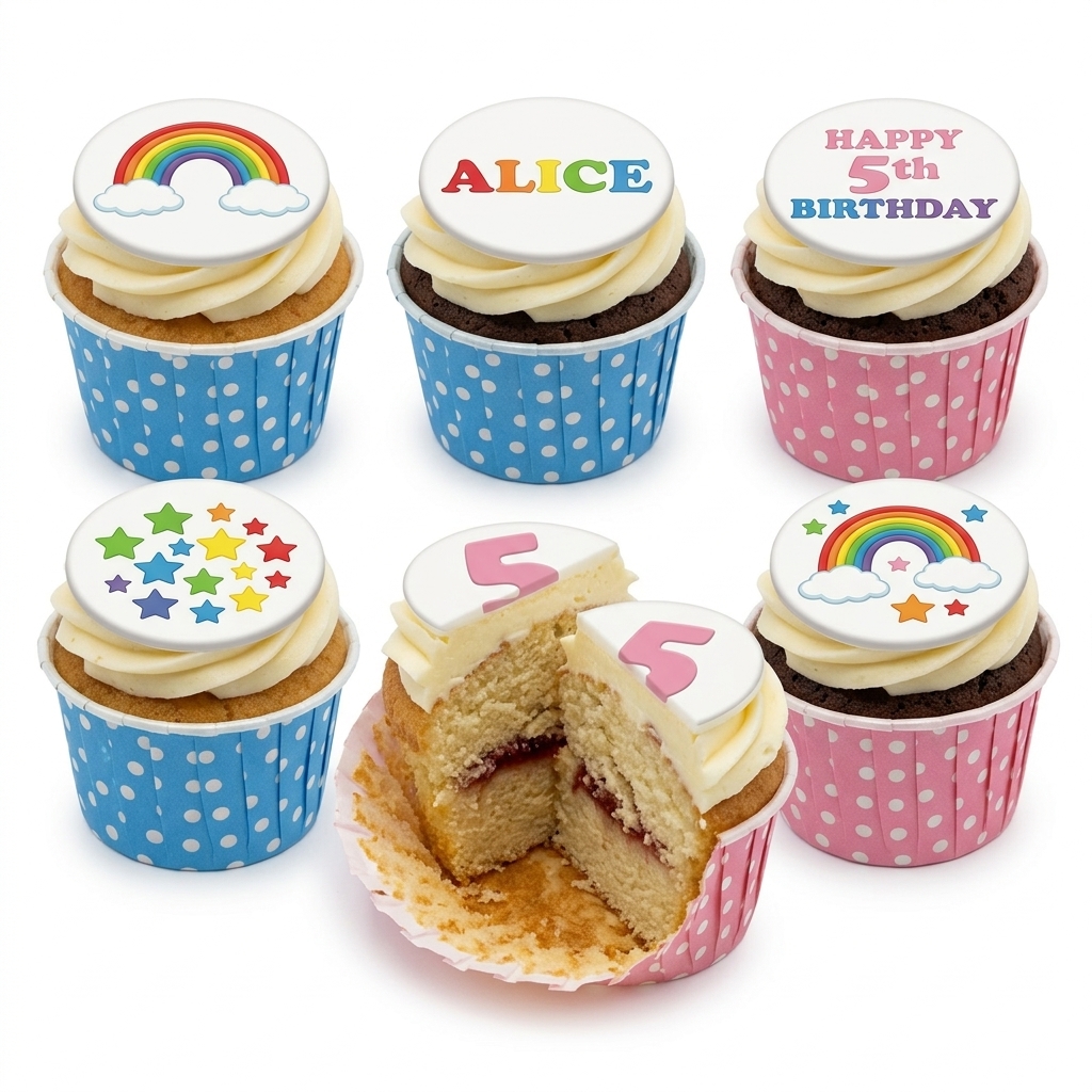 Rainbow & Stars Birthday Cupcakes