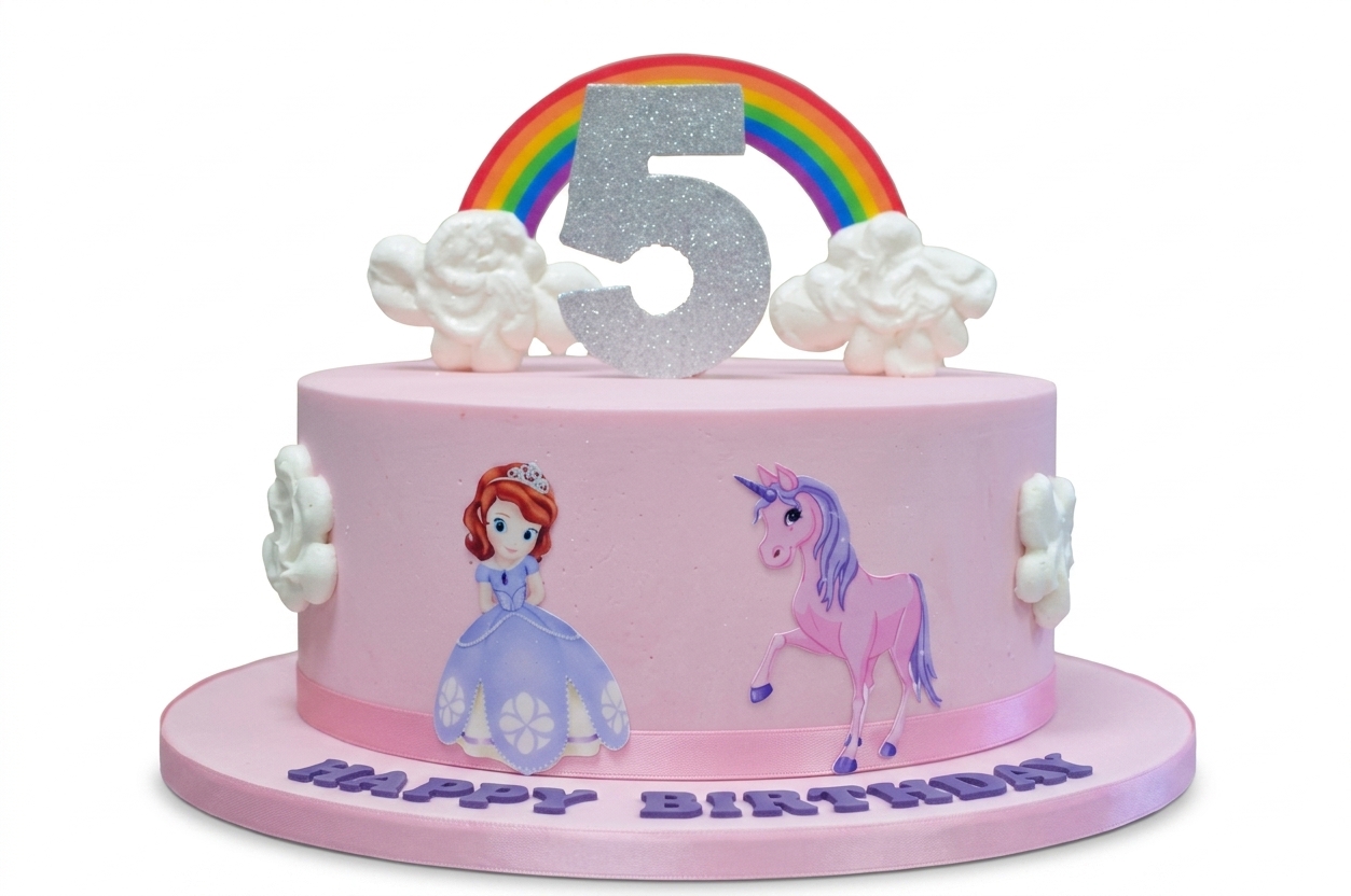 Disney Princess Unicorn Rainbow Birthday Cake