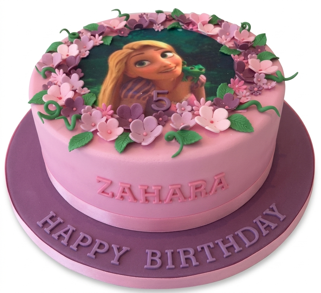 Rapunzel Birthday Cake for Girls with Custom Age
