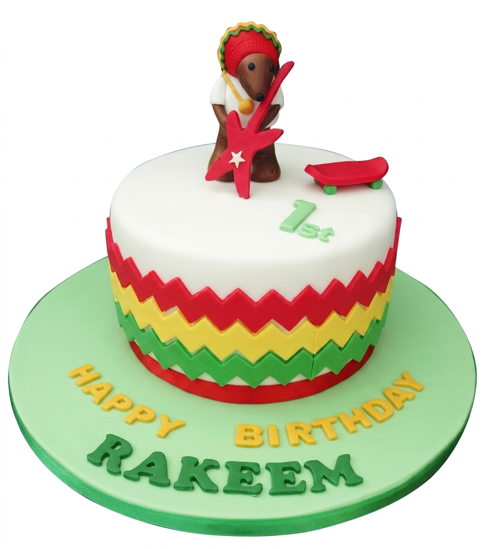 Reggae Bear & Skateboard Birthday Cake
