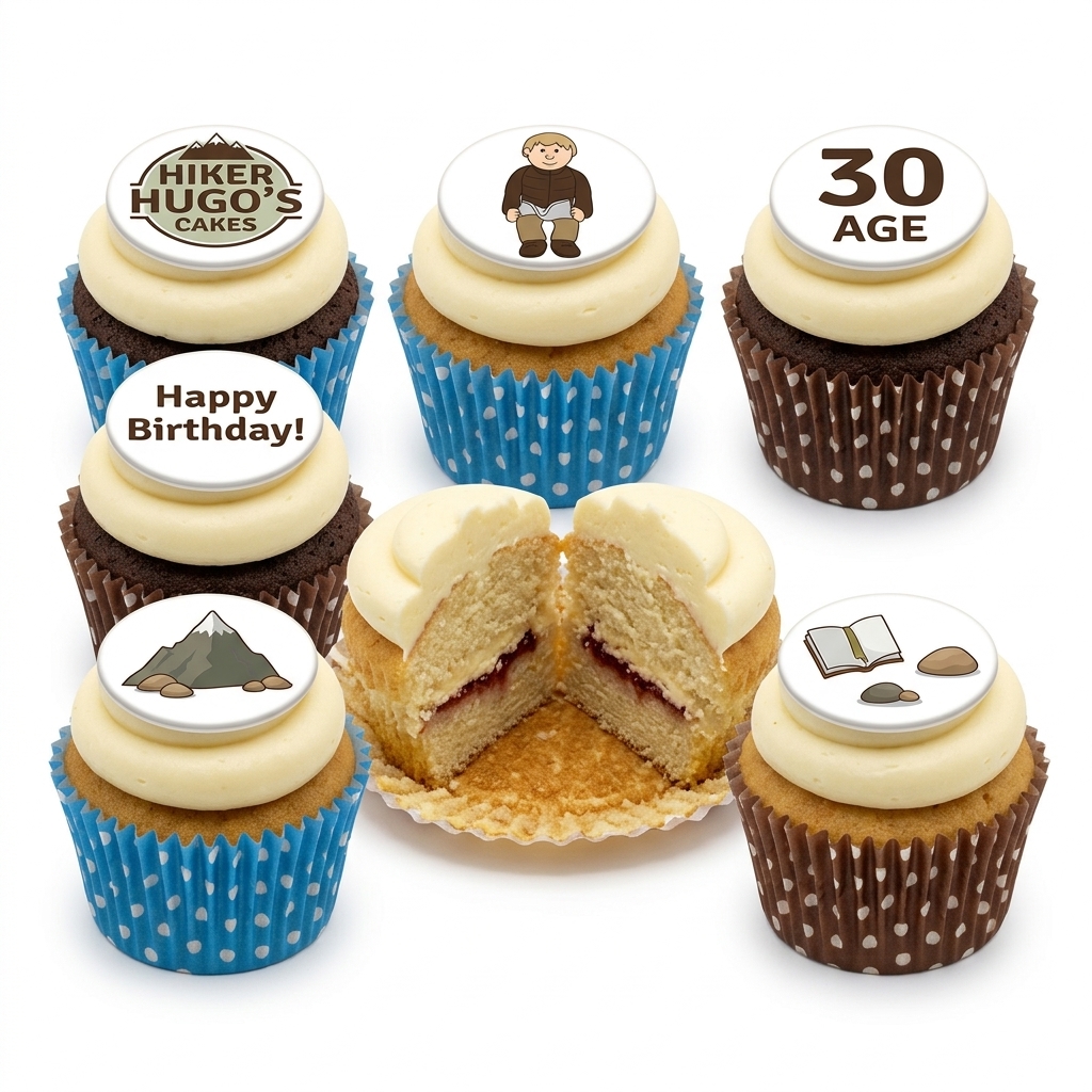 Hiking Adventure Birthday Cupcakes with Custom Age Topper