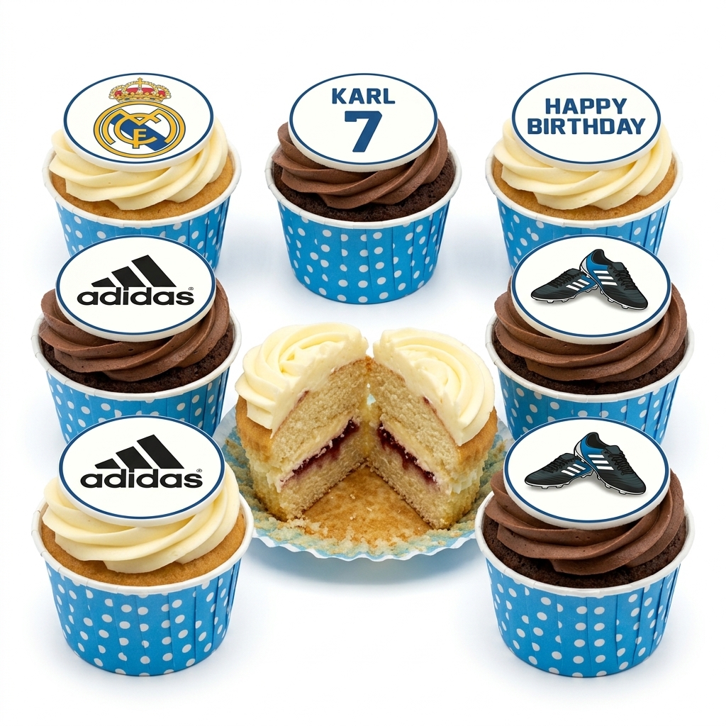 Real Madrid & Adidas Football Birthday Cupcakes
