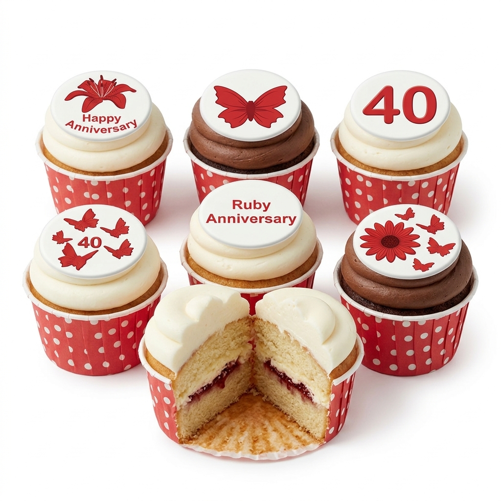 40th Ruby Anniversary Cupcakes