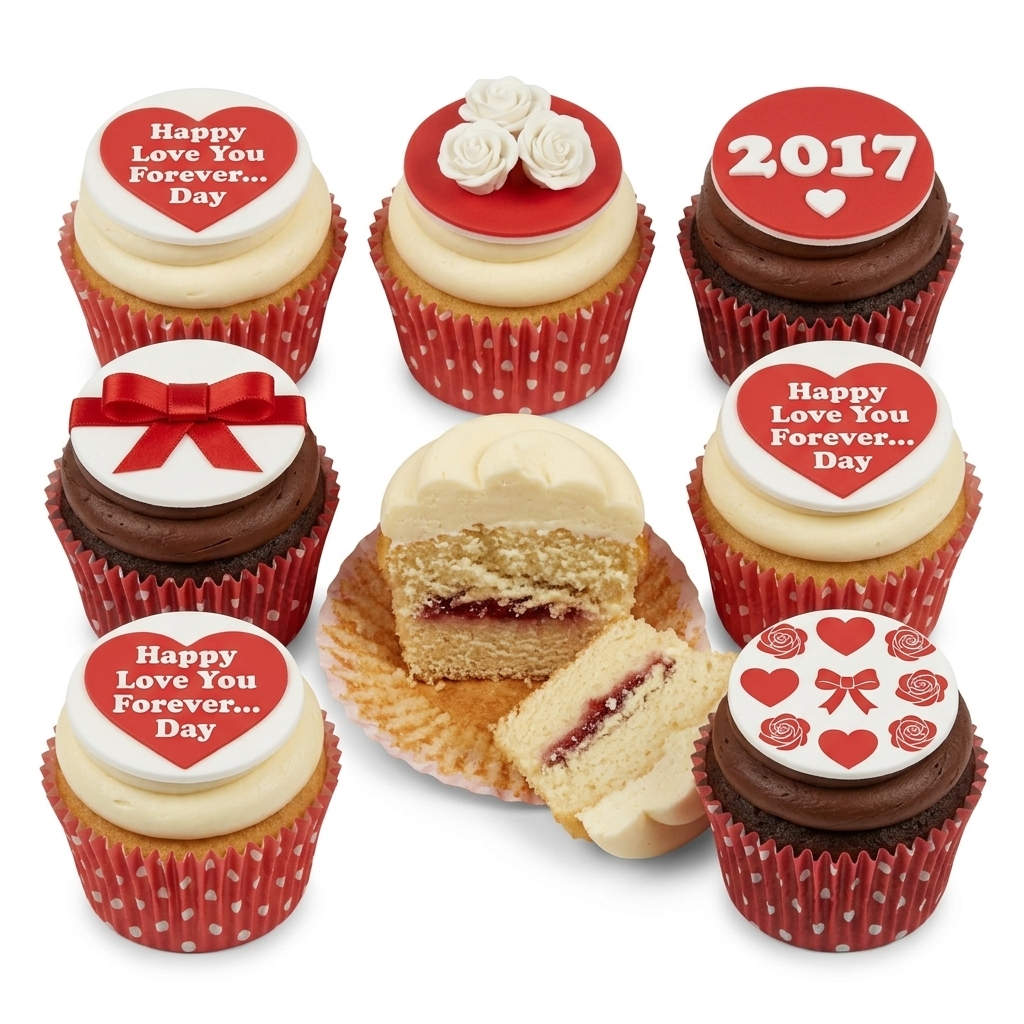 Romantic Love Cupcakes with Personalised Toppers