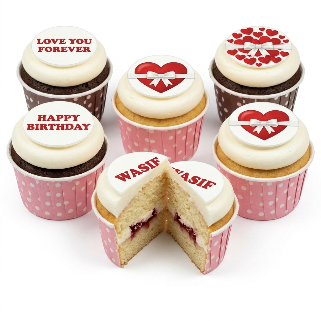 Personalised Heart Birthday Cupcakes