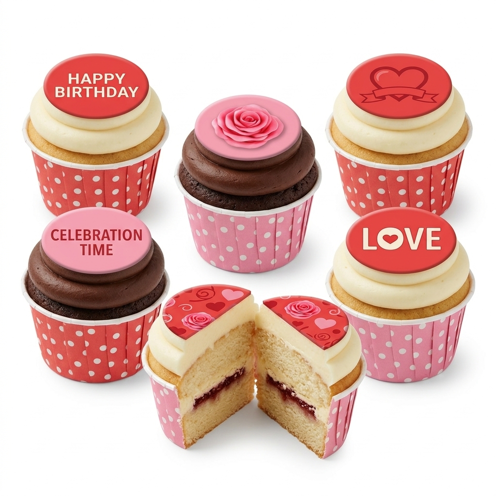 Love Heart Birthday Cupcakes