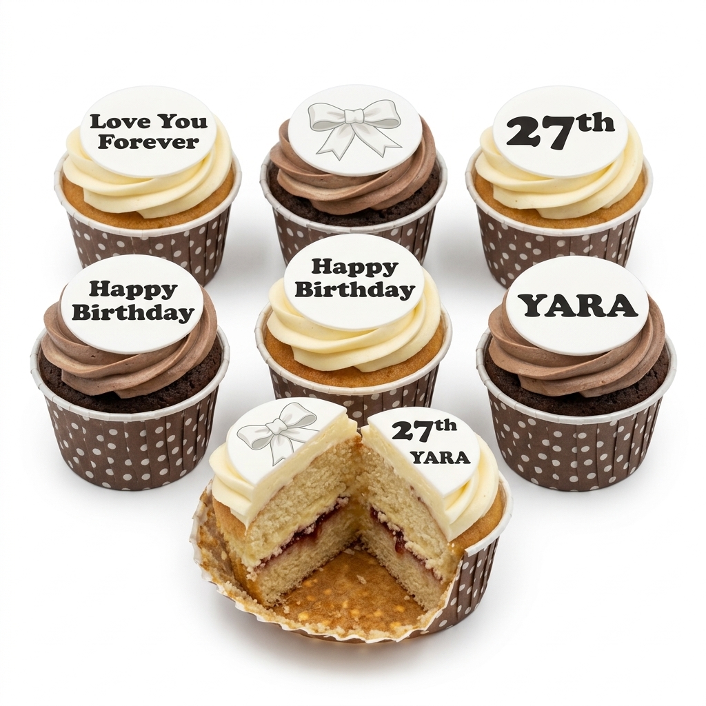 Personalised Birthday Cupcakes with Bow Toppers