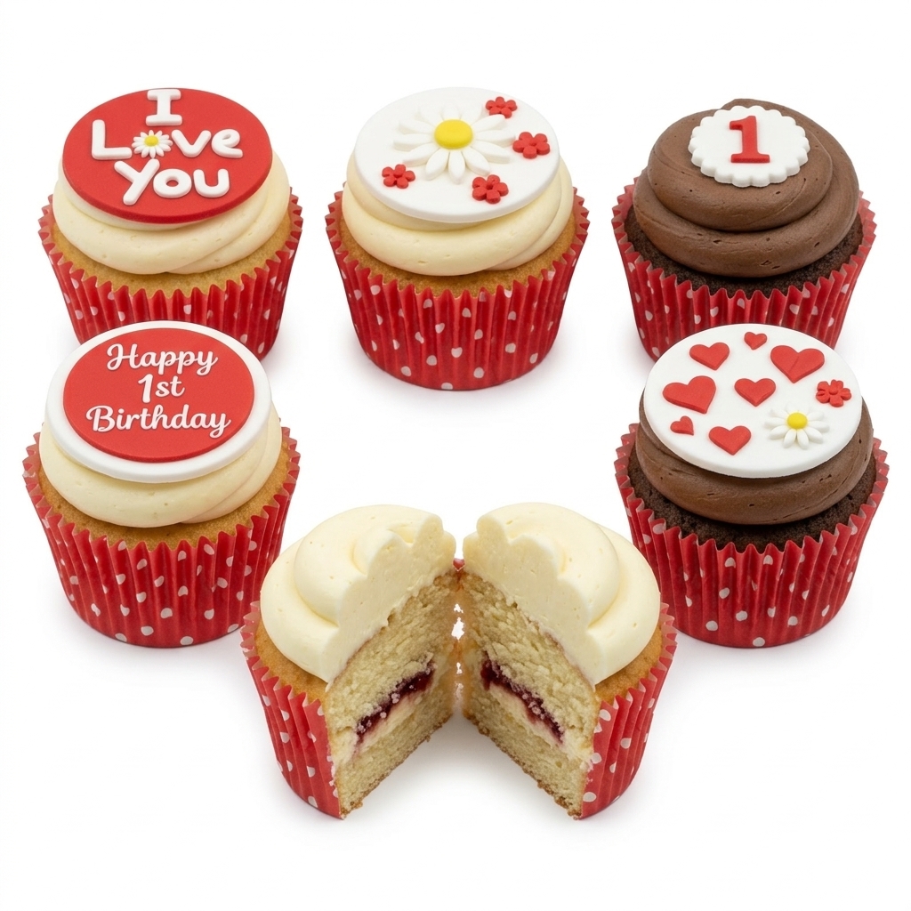 Red I Love You Heart Cupcakes