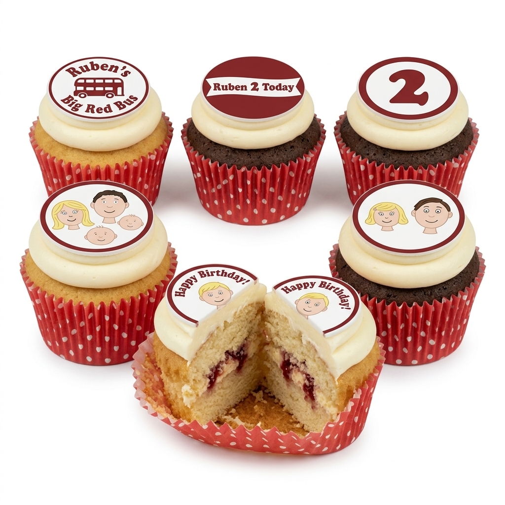 Fun Kids Birthday Cupcakes with Custom Toppers