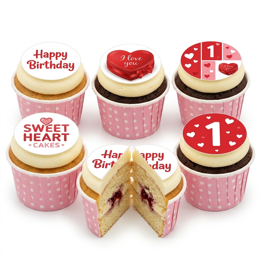 Birthday & Heart Celebration Cupcakes