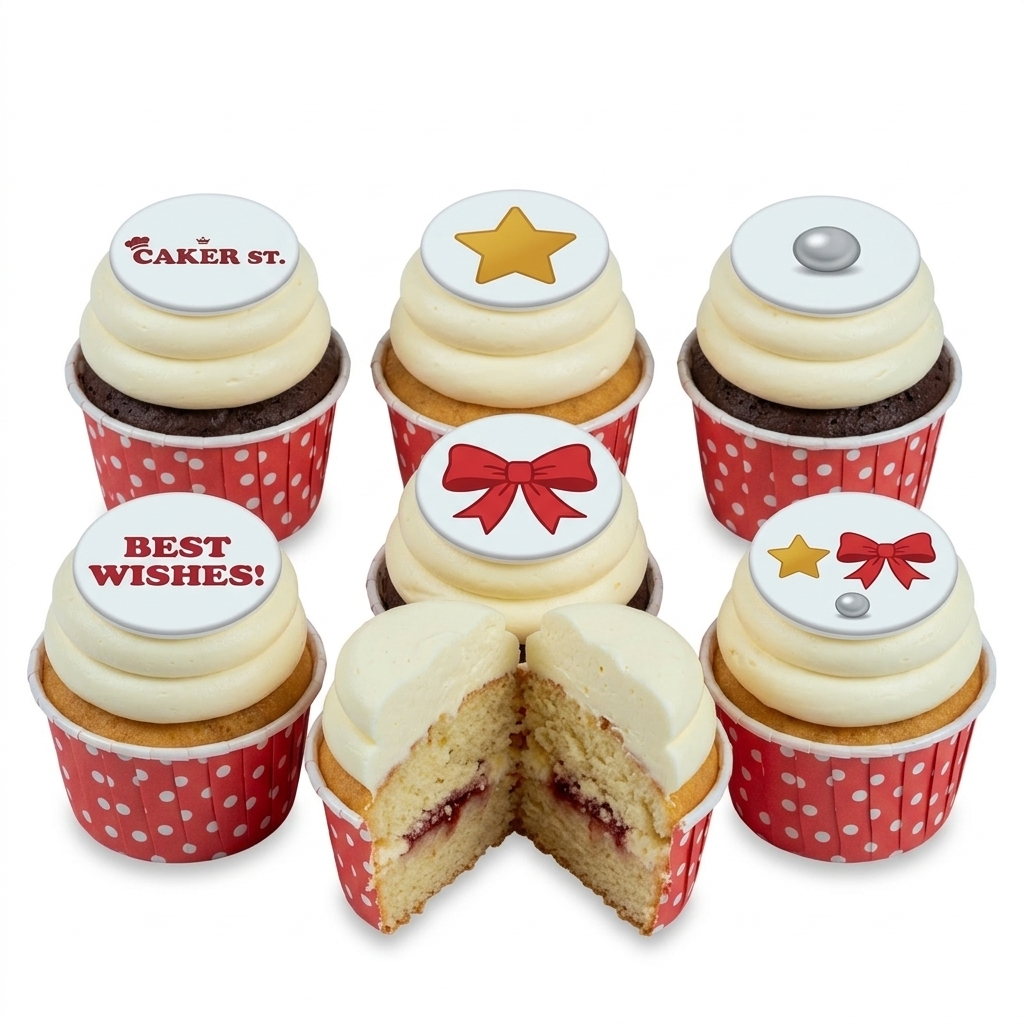 Festive Celebration Cupcakes with Stars & Bows